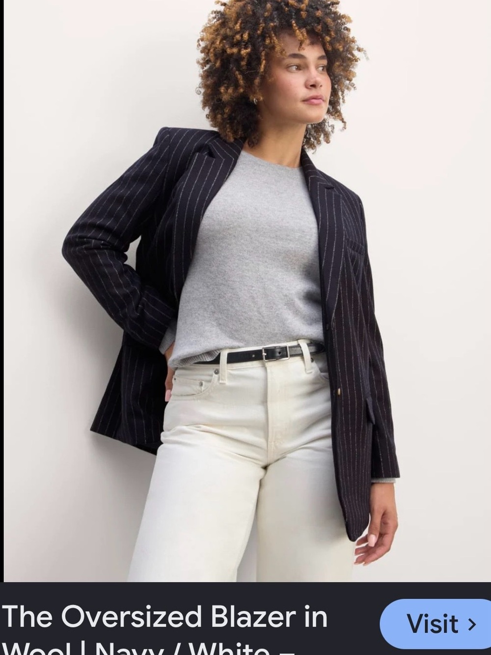 Everlane Navy Pinstripe blazer cost nwt  Oversized Blazer 6